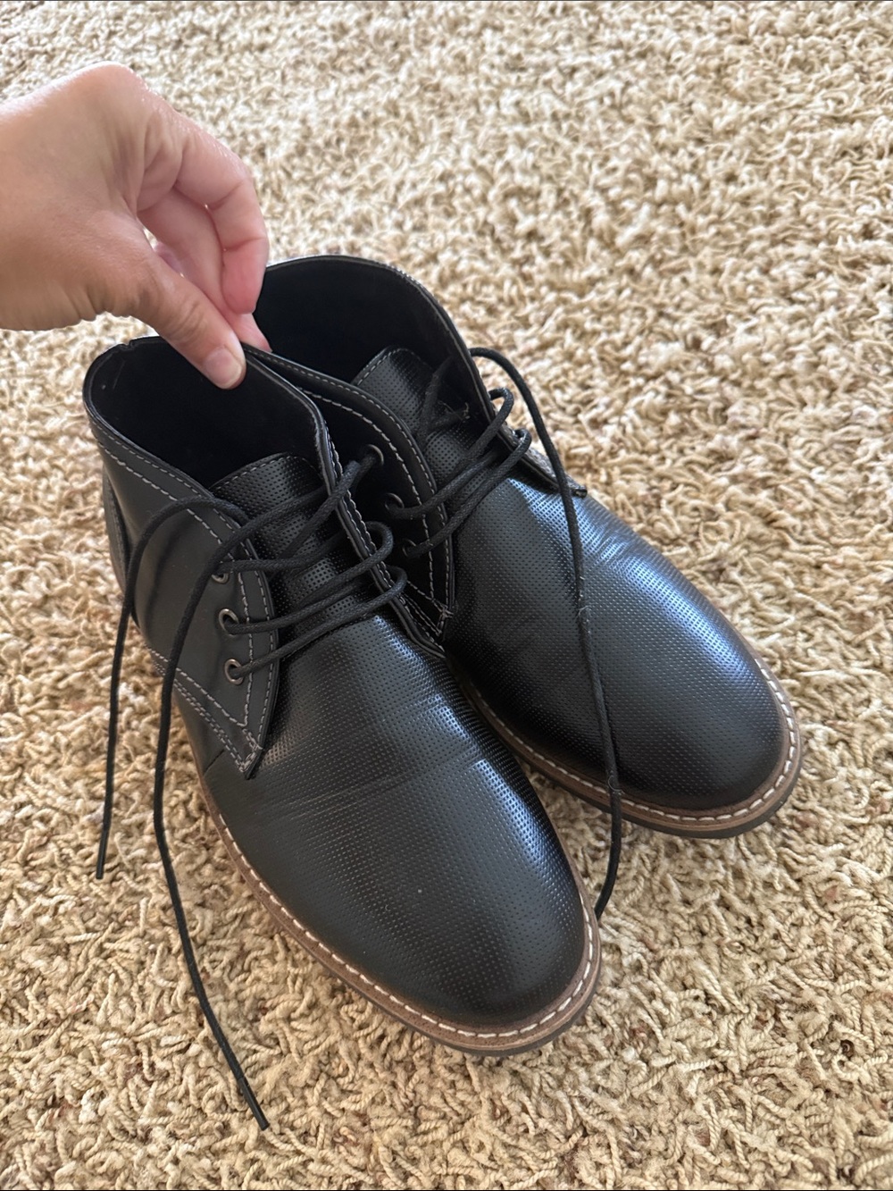 Deer Stags Black Men's Textured Leather Chukka Boots